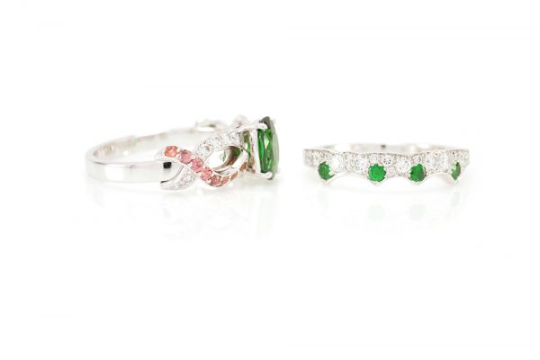 Bague Chlorophylle, or blanc diamants et tsavorite 11